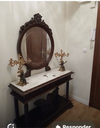 Mueble Recibidor Antiguo con Espejo y Mármol