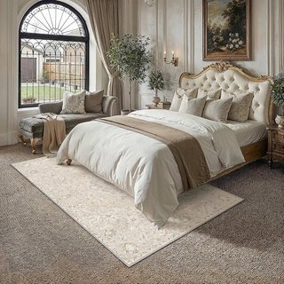 PURECOZY Alfombra 160x230cm Beige Pelo Corto Retro