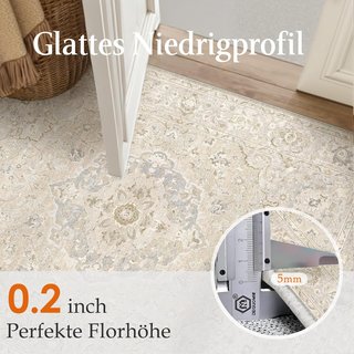 PURECOZY Alfombra 160x230cm Beige Pelo Corto Retro
