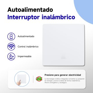 AOVRLCX Interruptor RF433 NO PILA 1Gang 2V1 BLANCO