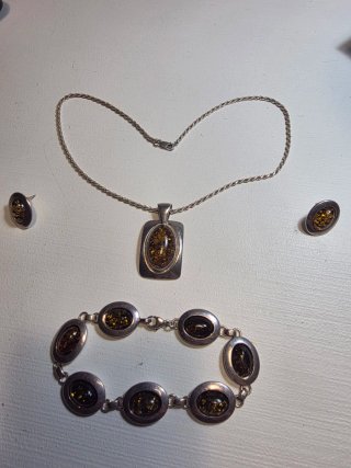Conjunto Plata 925 y Ámbar Báltico W.KRUK (Gdańsk)