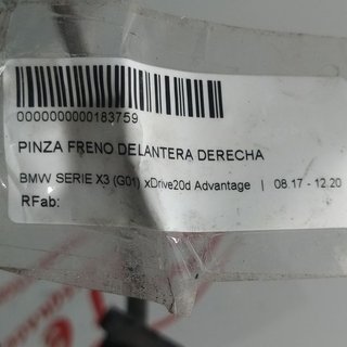 PINZA DE FRENO DELANTERA DERECHA BMW SERIE X3 (G01) xDrive20d Advantage