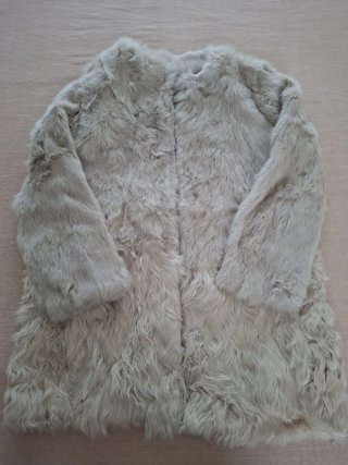 Abrigo de Piel Natural Beige Talla M