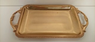 JUEGO DE TE DE BRONCE MASISO Y BANDEJA DE METAL