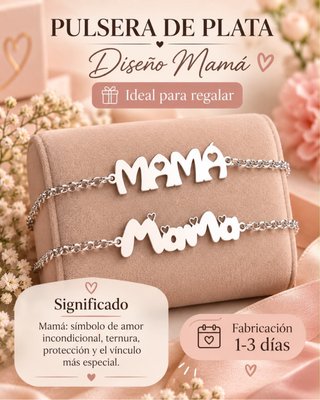 Pulsera de Plata con Nombre Mamá