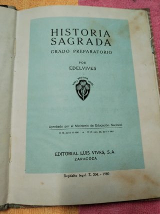 libro escolar de Historia Sagrada