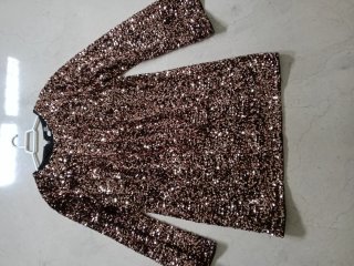 Vestido de fiesta lentejuelas marrón y dorado