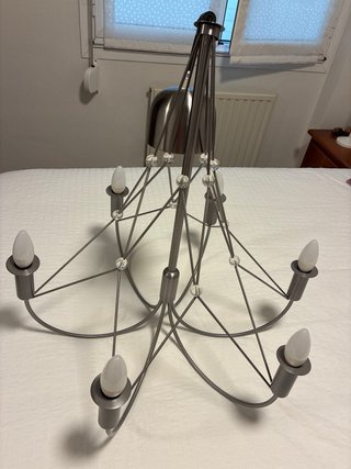 Lámpara de Techo Gris y Cristal