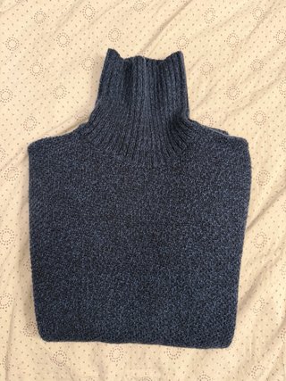 Maglione collo alto misto lana blu/grigio