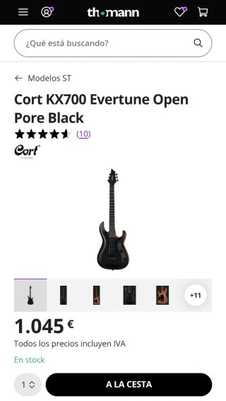 Guitarra Eléctrica Cort Negra kx700 evertune