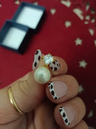 Pendientes perla blanca y oro