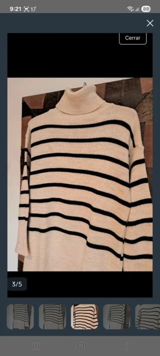 Jersey marinero largo beige y negro