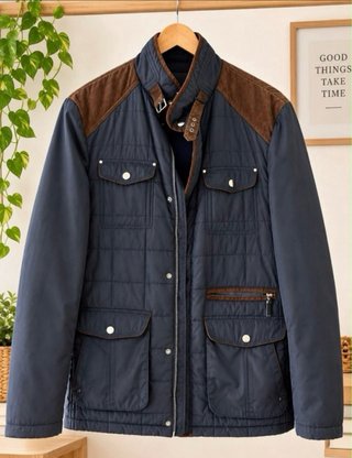 Chaqueta de Hombre Azul y Marrón