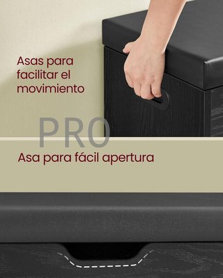 Banco zapatero con cojín negro - Vasagle