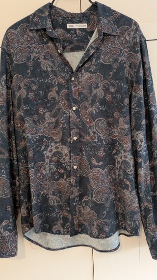 Camisa Zara Estampada Azul Talla M