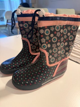 Botas de agua niña flores y lunares talla 29