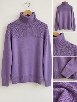 Jersey cuello alto lila tejido