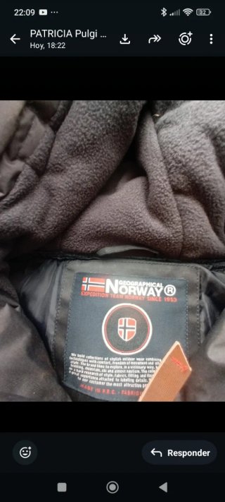 Cazadora Geographical Norway Talla M Negra