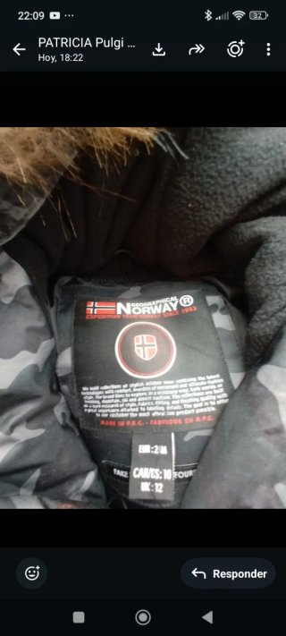 Cazadora Geographical Norway Talla M Negra
