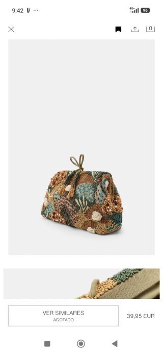 Clutch Zara Bordado con Abalorios bolso de mano