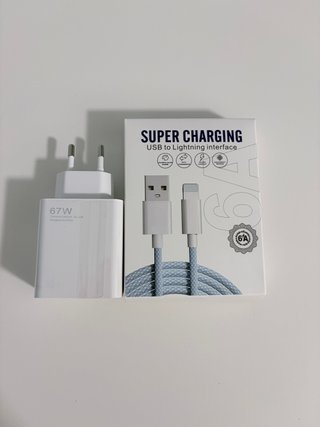 Cargador 67W y Cable USB a Lightning Para Iphone