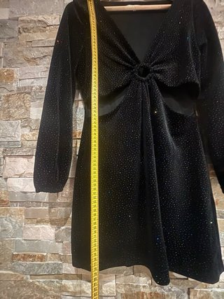 Vestido Negro Fiesta Brillo Talla S