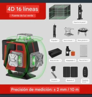 Nivel Láser 4D 16 Líneas Autonivelante Trípode