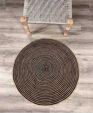 Tappeto rotondo in juta 91cm nero e marrone