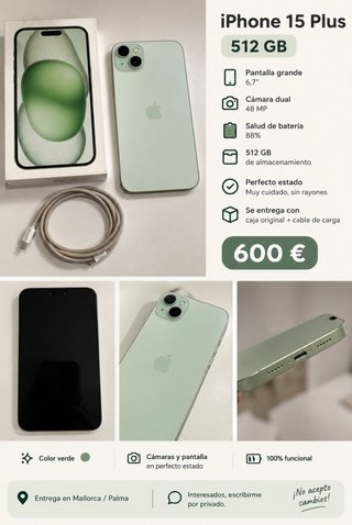 iPhone 15 Plus 512GB Verde - prezzo negoziabile