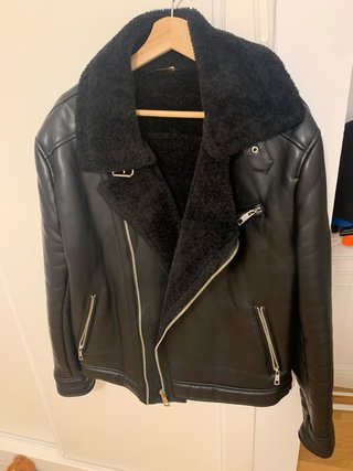 Chaqueta de cuero negra hombre