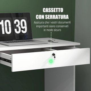 Scrivania Moderna Bianca 5 Cassetti 110x50x76cm