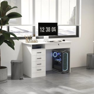 Scrivania Moderna Bianca 5 Cassetti 110x50x76cm