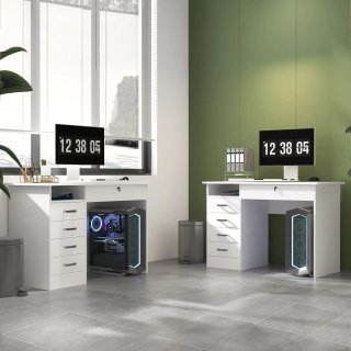 Scrivania Moderna Bianca 5 Cassetti 110x50x76cm