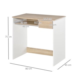 Scrivania PC in Legno con Tastiera Bianca Rovere