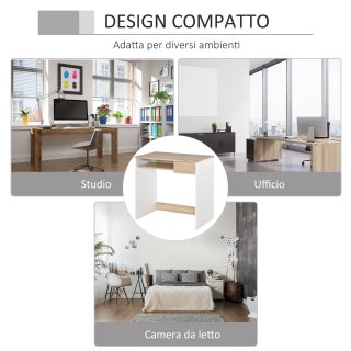Scrivania PC in Legno con Tastiera Bianca Rovere
