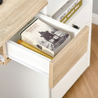 Scrivania PC in Legno con Tastiera Bianca Rovere