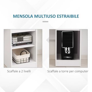 Scrivania PC Bianca Mensole Tastiera 104x48x95.5cm
