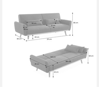 Sofá cama de Terciopelo Verde 3 plazas antes 435€