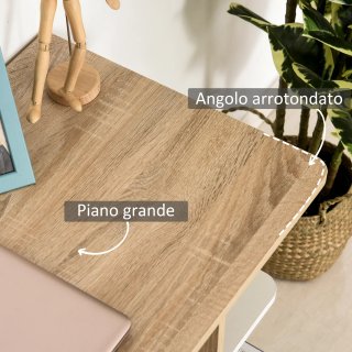 Scrivania Moderna Legno con Scaffale 100x44x74cm
