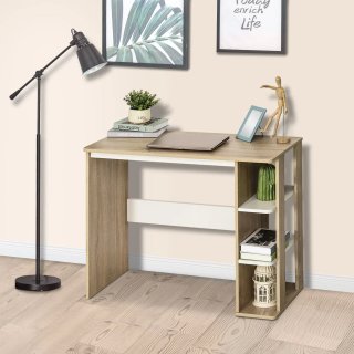 Scrivania Moderna Legno con Scaffale 100x44x74cm