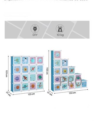 Armario Modular Infantil de 15 Cubos, Organizador