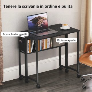 Scrivania Pieghevole Salvaspazio Nera con Ruote
