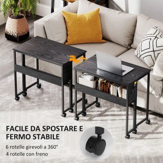 Scrivania Pieghevole Salvaspazio Nera con Ruote