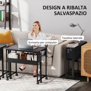 Scrivania Pieghevole Salvaspazio Nera con Ruote