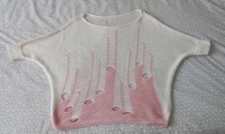 Jersey mujer blanco y rosa desgastado