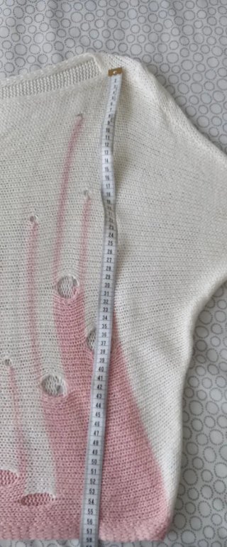 Jersey mujer blanco y rosa desgastado