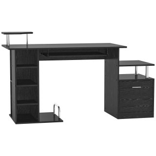 Scrivania per Computer in Legno Nero 152x60x88cm