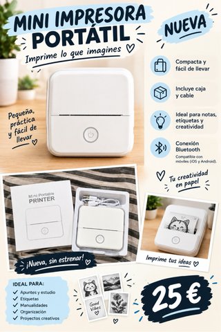 Mini impresora portátil blanca