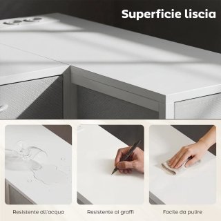 Scrivania Angolare Bianca 6 Cassetti 126x48x80 cm