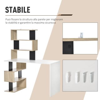 Scrivania Angolare con Libreria 120x60x148 cm